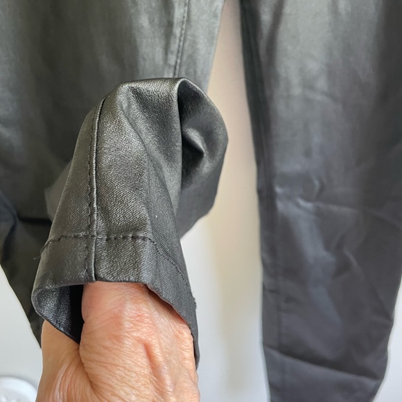 REFUGE BLACK FAUX LEATHER SKINNY PANTS ANKLE ZIPPERS POCKETS STRETCH - Picture 11 of 13